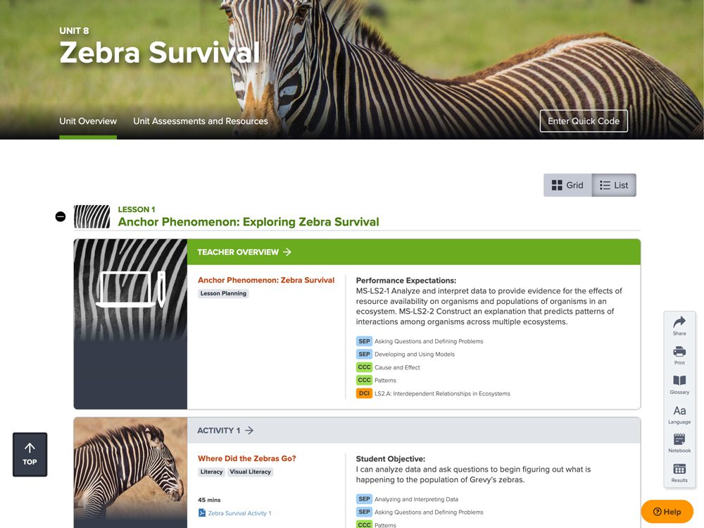 science techbook zebra survival